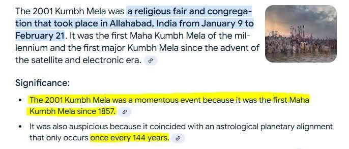 gaurangasundarD's tweet photo. 2025 Kumbh is the not the Maha Kumbh that comes every 144 years https://t.co/bkyCl9h7T8