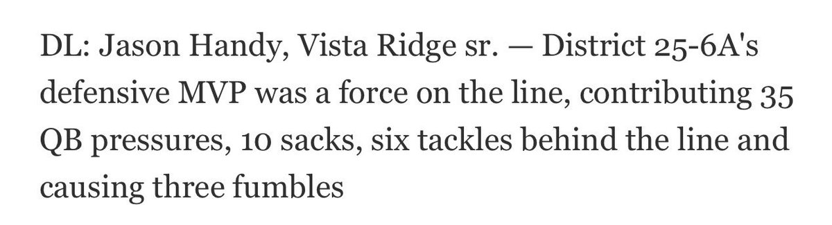 Another post season accolade! Congrats <a href="/JasonHandy47/">Jason Handy</a>