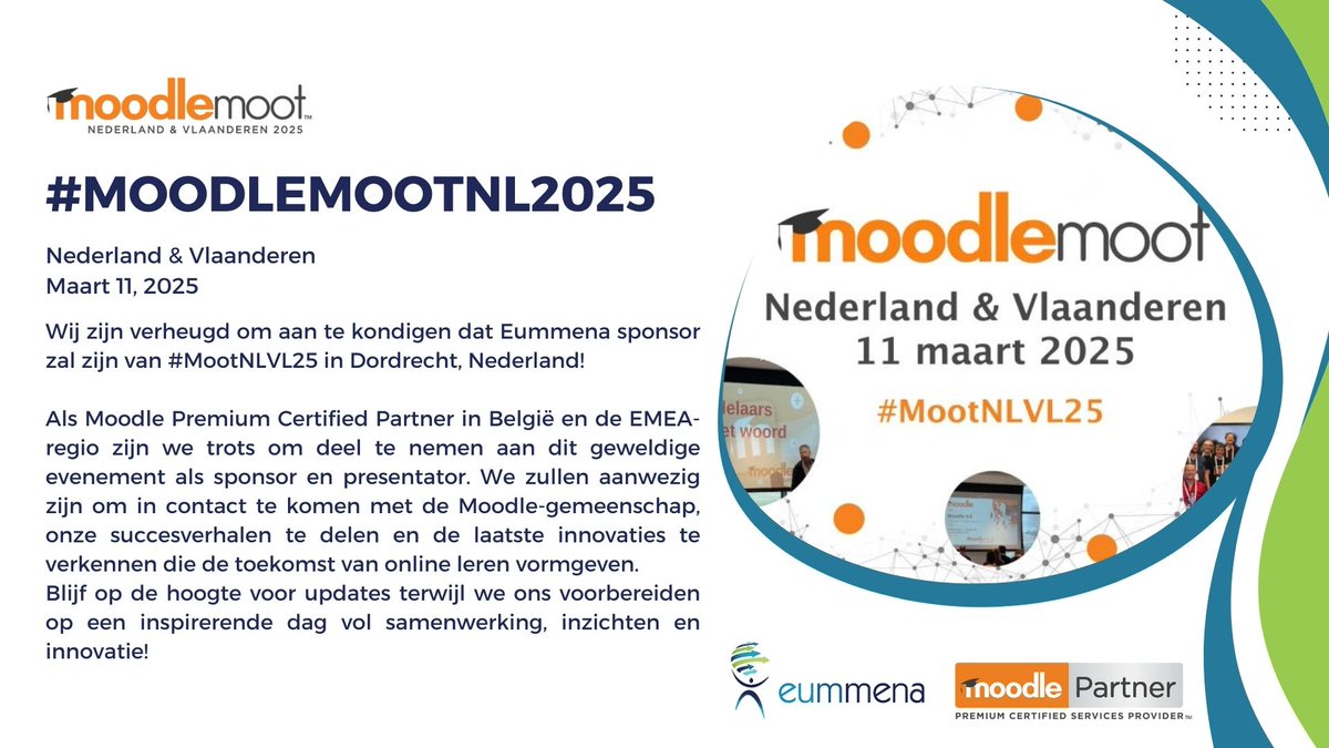 eummena (@eummena) on Twitter photo Markeer je agenda!
Op 11 maart 2025 zal Eummena trots deelnemen aan
#MoodleMootNL2025 als sponsor en presentator in Dordrecht, Nederland.
Bedankt <a href="/Avetica/">Avetica | Moodle Premium Partner in NL en BE</a> team voor de organisatie van het evenement
#Moodle #InnovatieInLeren #moodlemoot #edtech #vlaanderen #belgium
<a href="/moodle/">Moodle | Online learning, delivered your way.</a> Markeer je agenda!
Op 11 maart 2025 zal Eummena trots deelnemen aan
#MoodleMootNL2025 als sponsor en presentator in Dordrecht, Nederland.
Bedankt <a href="/Avetica/">Avetica | Moodle Premium Partner in NL en BE</a> team voor de organisatie van het evenement
#Moodle #InnovatieInLeren #moodlemoot #edtech #vlaanderen #belgium
<a href="/moodle/">Moodle | Online learning, delivered your way.</a>