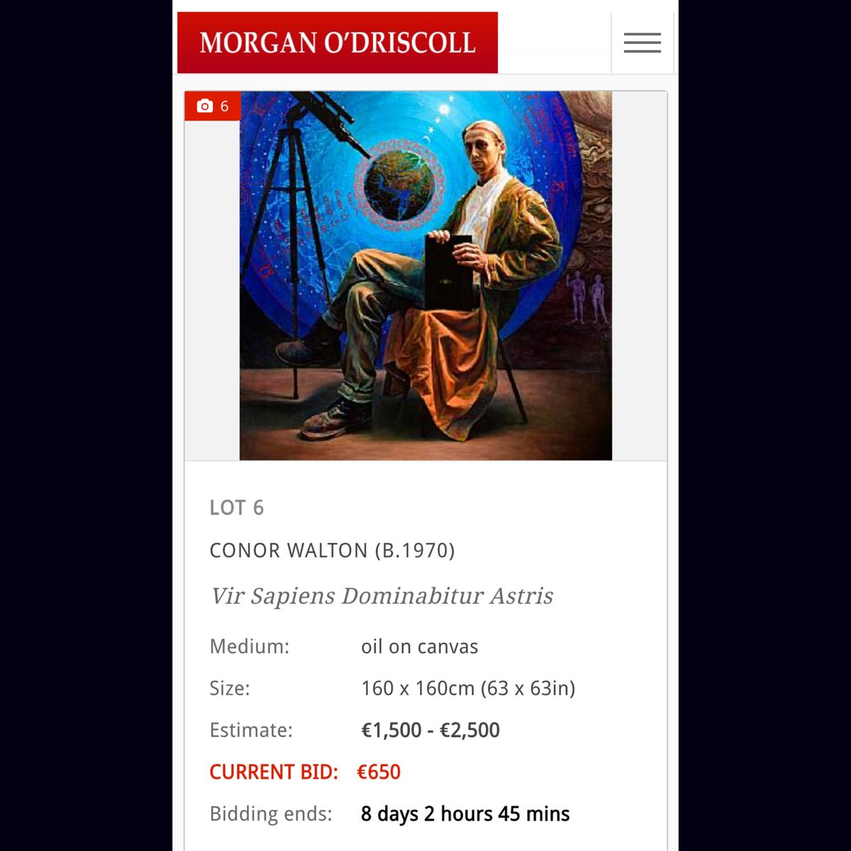 An early self portrait of mine is coming up for auction with a rather low estimate <a href="/morganodriscoll/">Morgan O' Driscoll</a>.  It's an important picture within my output and features in my new book. A serious collector might get a good deal here!

morganodriscoll.com/auction/irish-…

#irishart #buyirishart