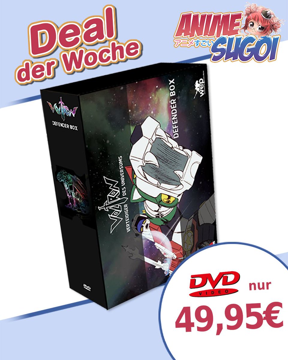 anime_sugoi_de's tweet photo. 🚨 Der nächste Deal der #Woche ist da!🚨
Vom 19.01. bis 26.01. gibt’s die #Voltron - Defender Box auf DVD im #Sale in unserem Shop! 🤖🛒 Hol dir die #Kultserie nach Hause – mit über 20 Stunden Laufzeit! 😱
#DVD: ➡️ https://t.co/OkHbqhwkSX
#anime #Schuber #Defenderbox #voltron https://t.co/IF1BQ3ua1h