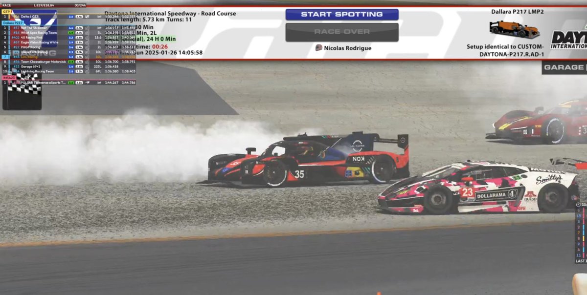 Race Results
<a href="/iRacing/">iRacing</a> #Daytona24 

- P8  <a href="/KaarMar_/">Karu</a> <a href="/GuilMauv/">GuilMauv</a> @killianbourien  @Antoinepse VroomTM
- DNF  <a href="/Borisz__/">Boris_</a> <a href="/Victor_Arjo/">Le V™</a> Vroom x TRS
- P8  <a href="/VinceCosa_/">VinceCosa</a>  avec la teamCitron
- P7 Oli &amp; Kevin de la LDL_Racing 

GG à tous les pilotes ! 

#iRacing #VroomTM
