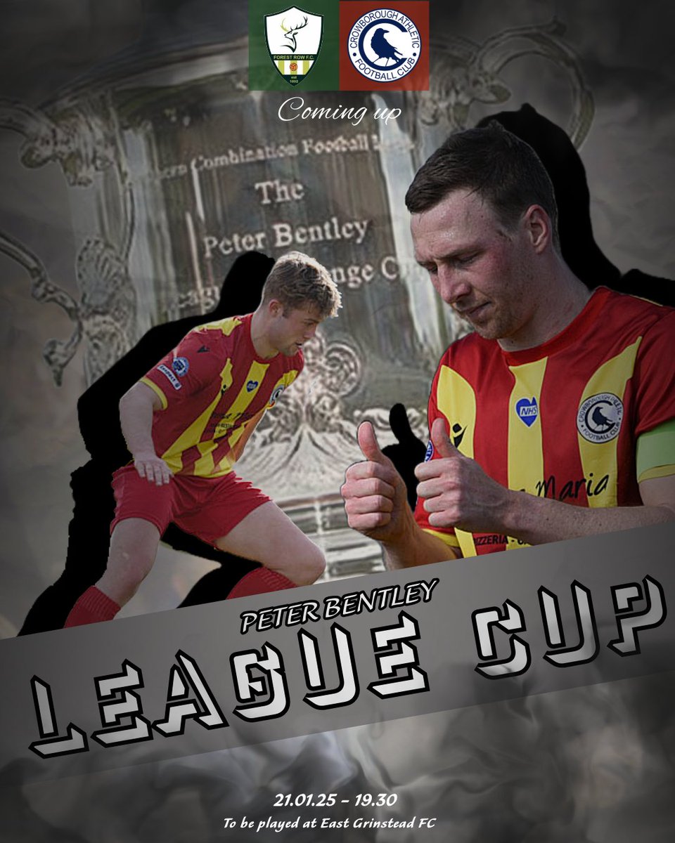 Crowborough Athletic FC (@crowboroughafc) on Twitter photo We're going to become really good friends over the coming weeks, as the 1st team and staff work at double time. We're up again in 2 days and here's your first notice 🫡
Peter Bentley League Cup, facing <a href="/FrowFC/">Forest Row FC</a>
@nonleaguesussex <a href="/TheSnlf/">TheSNLF</a> <a href="/TheSCFL/">Premier Sports The SCFL</a> <a href="/ashdownradio/">Ashdown Radio</a> #peterbentley We're going to become really good friends over the coming weeks, as the 1st team and staff work at double time. We're up again in 2 days and here's your first notice 🫡
Peter Bentley League Cup, facing <a href="/FrowFC/">Forest Row FC</a>
@nonleaguesussex <a href="/TheSnlf/">TheSNLF</a> <a href="/TheSCFL/">Premier Sports The SCFL</a> <a href="/ashdownradio/">Ashdown Radio</a> #peterbentley