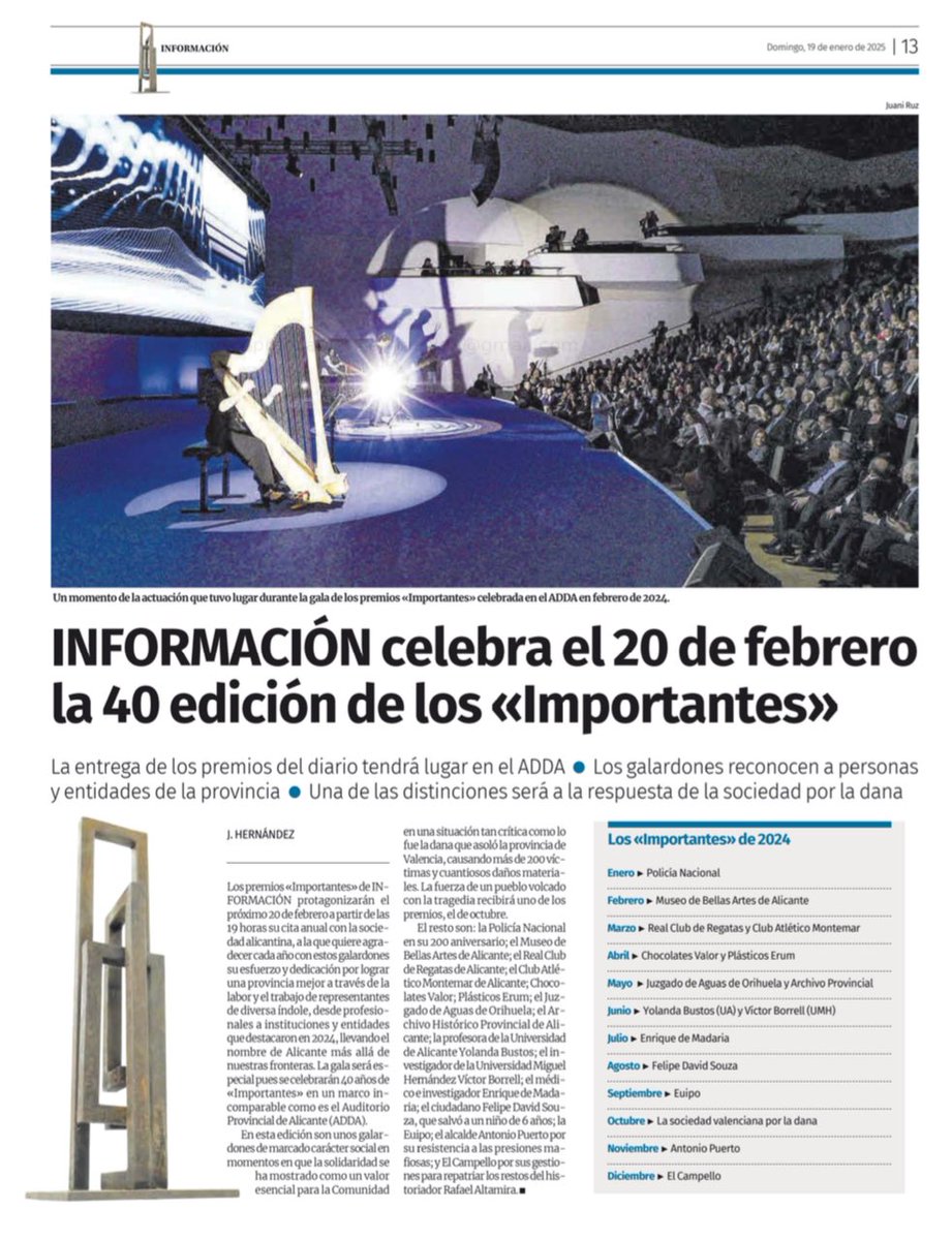 ElCampelloAyto's tweet photo. ÚLTIMA HORA | 🔴 #ElCampello premio importante 2024 del diario @informacion_es por haber conseguido la repatriación del #RafaelAltamira https://t.co/RFDawab3vG