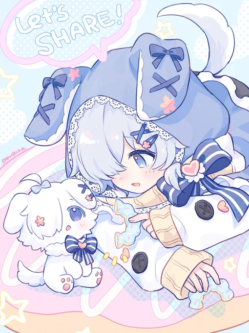 はんぶんこ!#skeb #Commission 