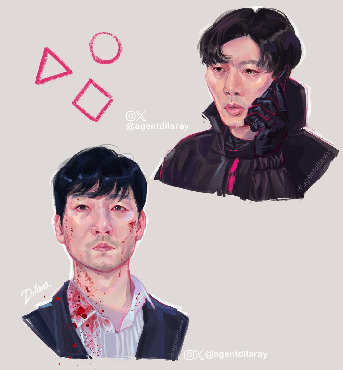 agentdilaray's tweet photo. Squid Game sketches part 2
(live laugh  love Sang Woo)
•
•
#sangwoo  #parkhaesoo #ParkHeeSoon #CHOIMUJIN #SquidGame #SquidGame2 #LeeJungjae #leebyunghun  #squidgamefanart #fanart  #digitalart https://t.co/NPYTDSGAQp
