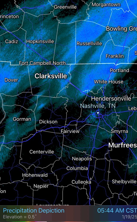 NashSevereWx's tweet photo. 630 radar shows a couple of decent snow bands yet to come through Davidson county from the west. Accumulation likely minimal. Use caution on elevated surfaces. https://t.co/XxRfJfNV6f