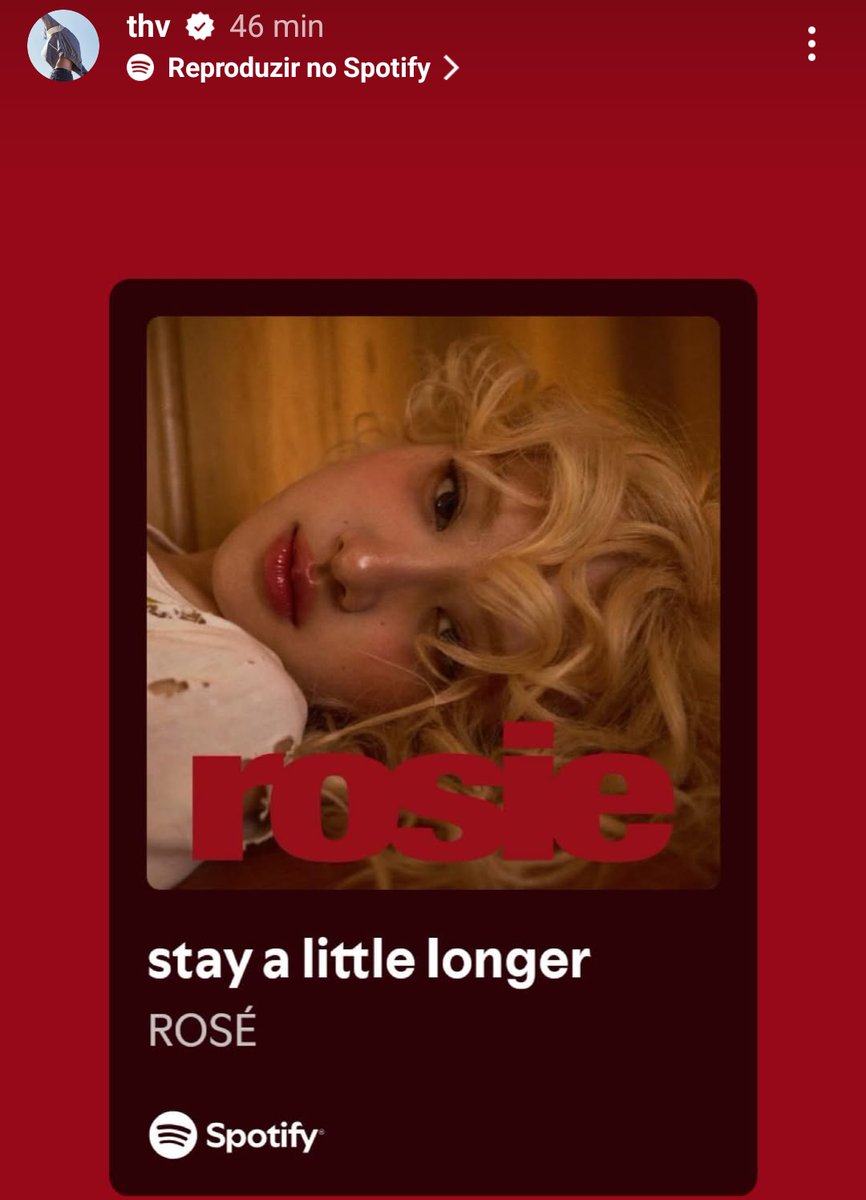 npomvtt's tweet photo. Dentre outras recomendações musicais, V (Taehyung) do BTS compartilhou 'stay a little longer', da Rosé do BLACKPINK. https://t.co/s7mihjCZH0