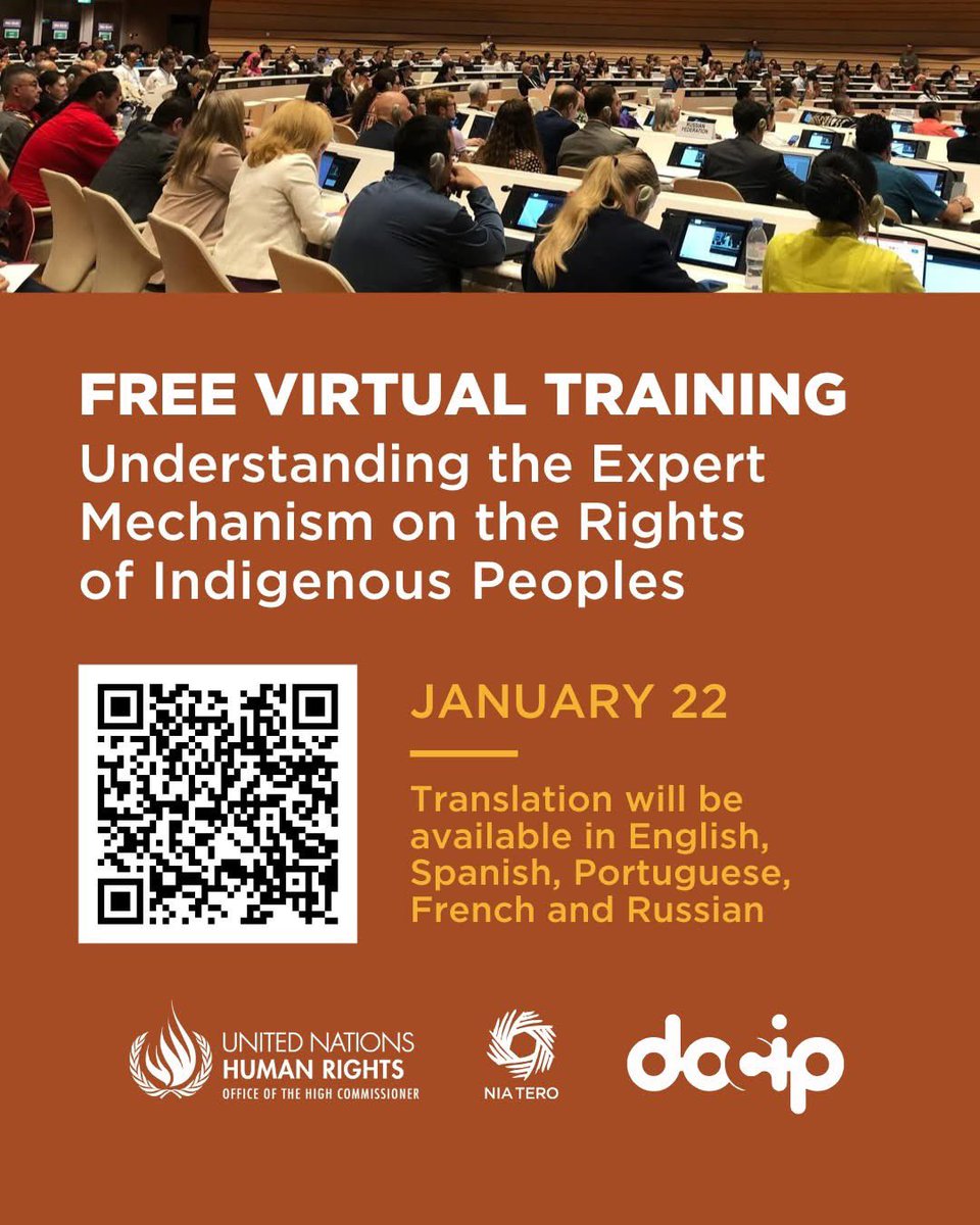Incomindios's tweet image. Join the virtual training on the Expert Mechanism on the Rights of Indigenous Peoples!
¡Participe en la sesión de formación del MEDPI con el objetivo de conocer herramientas prácticas y utilizar eficazmente los mecanismos mundiales!
#indigenousrights #emrip