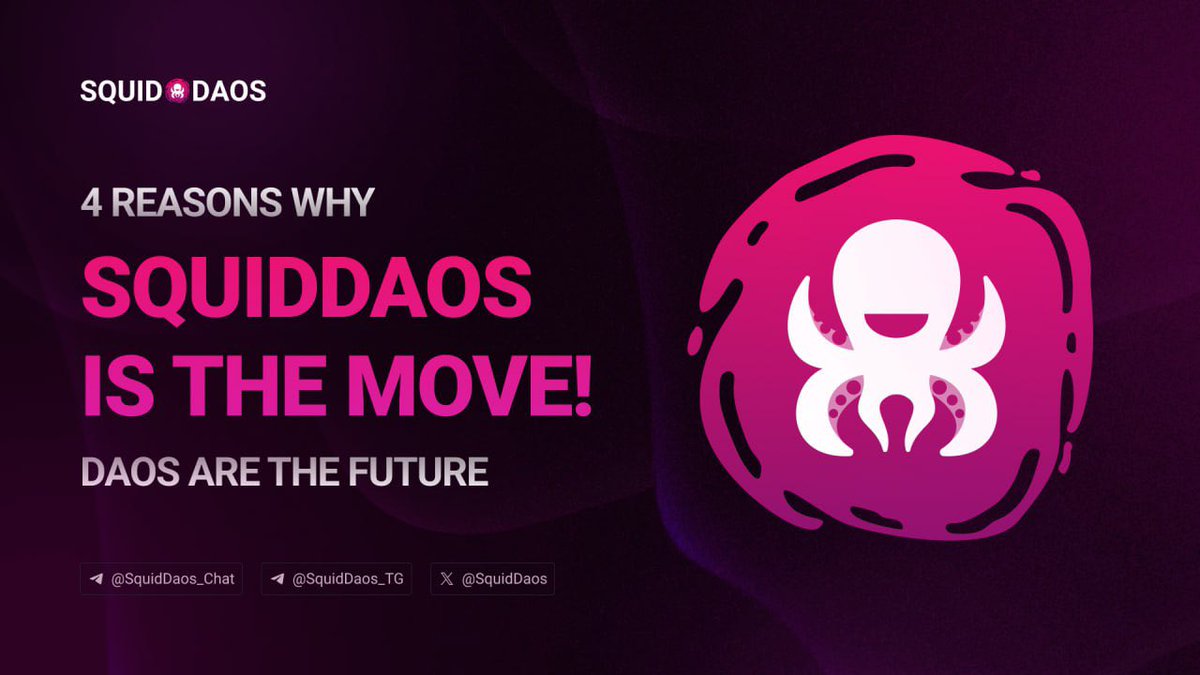 🐙4 Reasons Why SquidDaos is the Move 

DAOs are the future, and #SquidDaos is making it easier than ever to dive in and make waves. Here’s why it’s the smartest play for you:

1️⃣ Dream It, Build It: Got a big idea? SquidDaos lets you turn it into reality, no hassle.

2️⃣ Launch