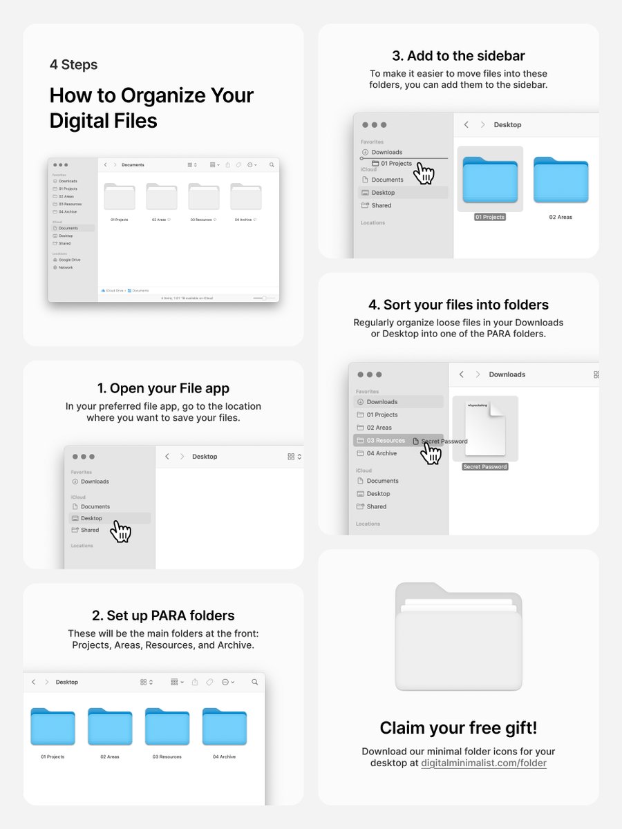 digiminimalist's tweet image. How to organize files and folders on your computer:
