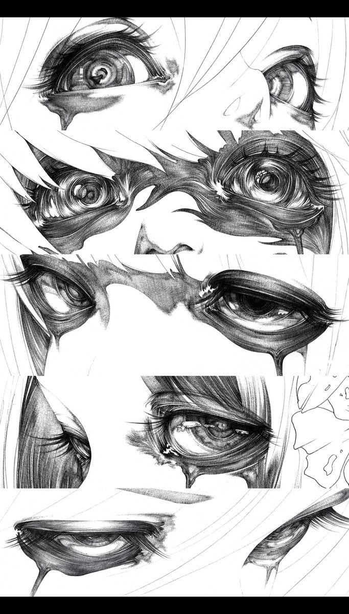 Maqbol913's tweet photo. ボールペンで描いたお目めたち👁️👁️......🖊 https://t.co/INomGsrXYi