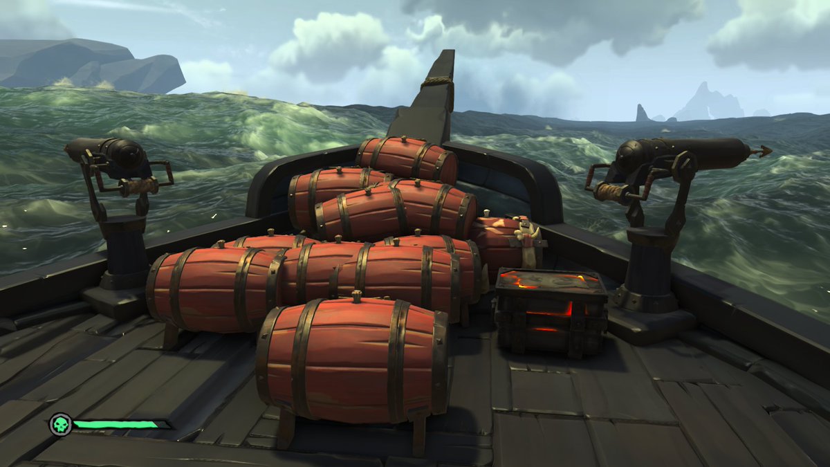 PiratePost_'s tweet photo. Having this many explosives on board definitely made me sweat a bit during this weekend's #SeaofThieves Reaper Gunpowder Run 😅 

#BeMorePirate https://t.co/Ut5MJEVqPp