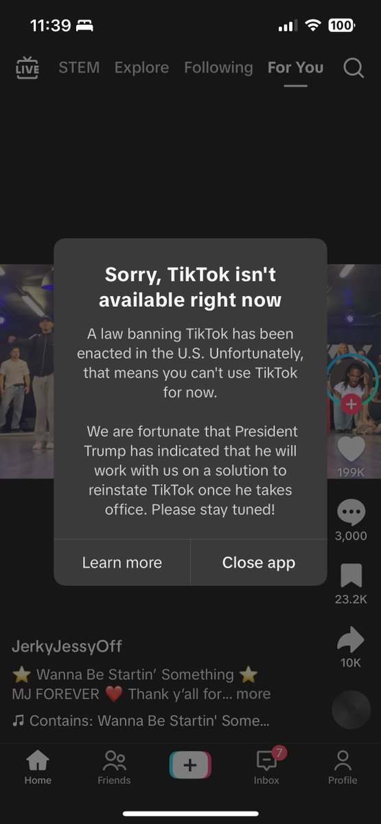 mohamedhamad's tweet photo. It’s happened! TikTok in the US has happened!

A day before the American preseidential inauguration, TikTok has shutdown the app in the US, with a clear message to its users that the only person that can change this is, is incoming president Donald Trump. 

#tiktokban https://t.co/LyoMG5pYxM