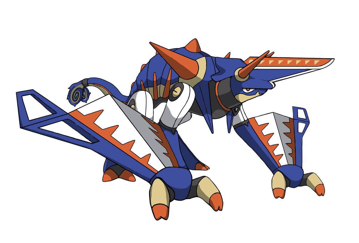 #オリポケ #fakemon 
名前:ホービロス
分類:さいだんしポケモン
タイプ:はがね/ドラゴン
説明文:勇者と呼ばれているポケモン。
あらゆる物を断ち切る力で魔王が奪った島や土地を解放し、その支配を終わらせたという伝説がある。