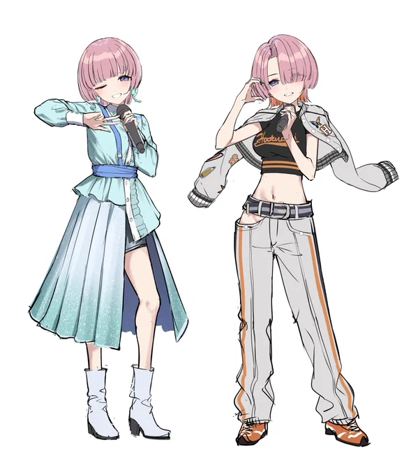 キャンパスモードとホントのフローライトな麻央先輩の立ち絵ラフwip 
