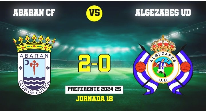 Preferente Autonómica
Abarán CF 2 - UD Algezares 0.
 Los de las Colonias superan a un rival directo para volver a colocarse en puestos de privilegio. Encuentro de choque y muy físico