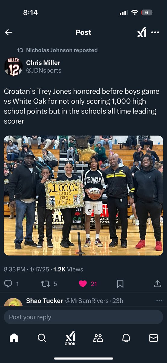 All time leading scorer for Croatan highschool‼️
<a href="/KevinMoses38/">Kevin Moses LLC</a> <a href="/BigShotsGlobal/">BIG SH🏀TS</a> <a href="/HankampScott/">Scott Hankamp</a> <a href="/TopPreps/">TOP PREPS - Free Sports News, Videos & Information</a> <a href="/CoachTaylor252/">Eastern Carolina Phenomz</a>
