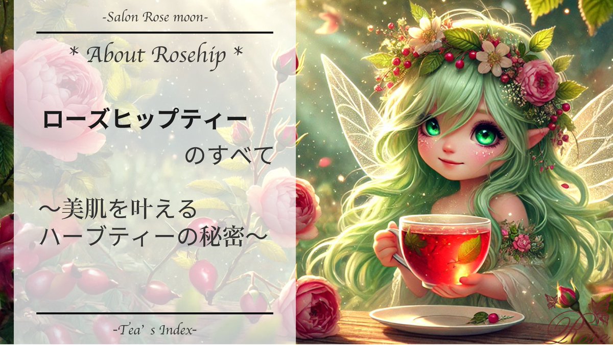 project Ririaでの最初のTea's INDEX☕️
初回はローズヒップティーのすべてを解説(*´꒳`*)✨
#ハーブティー #ローズヒップ #ローズヒップティー #解説

記事はこちらから⇩
【ローズヒップティーのすべて：美肌を叶えるハーブティーの秘密】
salon-rose-moon.com/about-riria-ro…