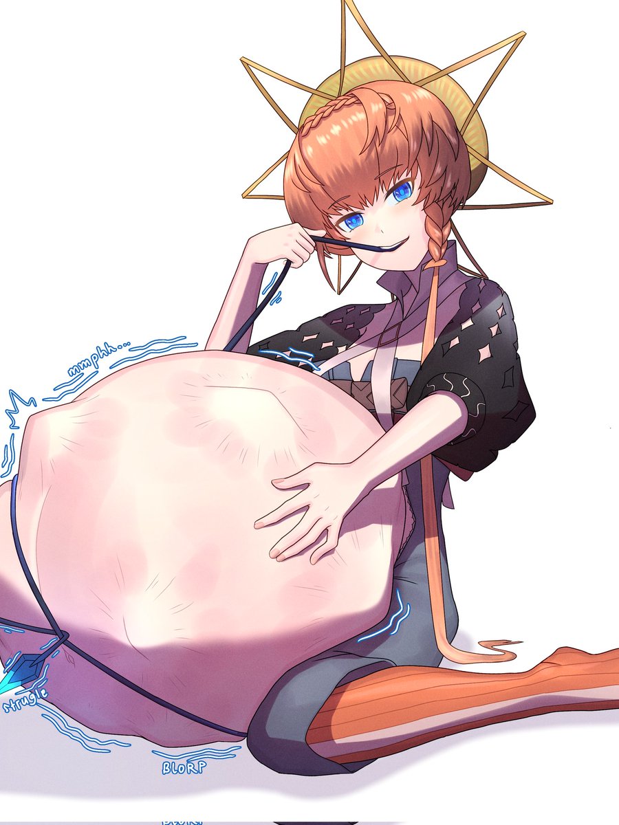 (Commission) Melusine struggle to get out of Van Gogh's stomach. 
Thanks <a href="/Mannoumin/">Mannoumi</a> for taking the coms