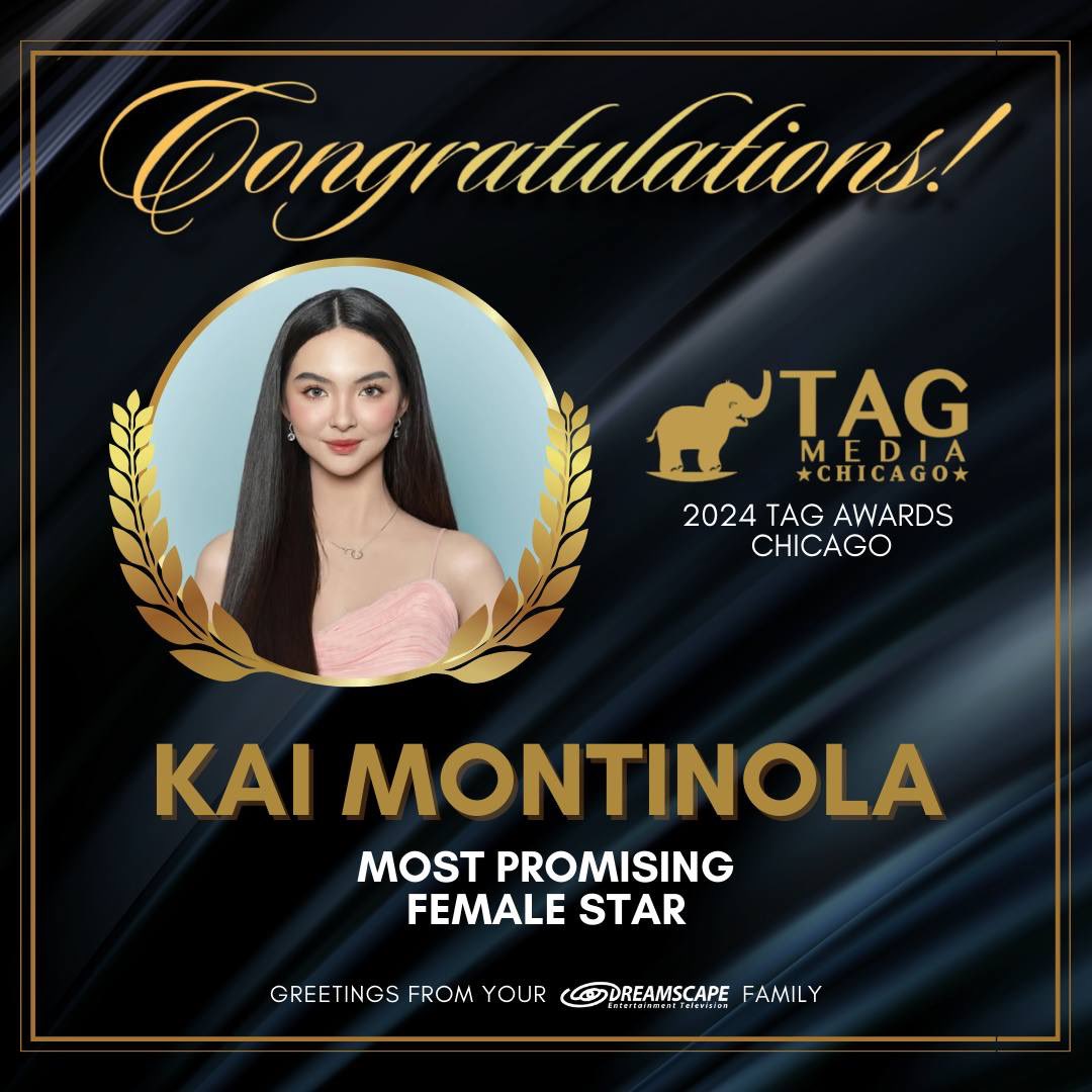 DreamscapePH's tweet photo. Congratulations, Kai Montinola for winning the Most Promising Female Star at the 2024 TAG Awards Chicago! 🎉

We are proud of you! 💜 https://t.co/COH49BsQGq