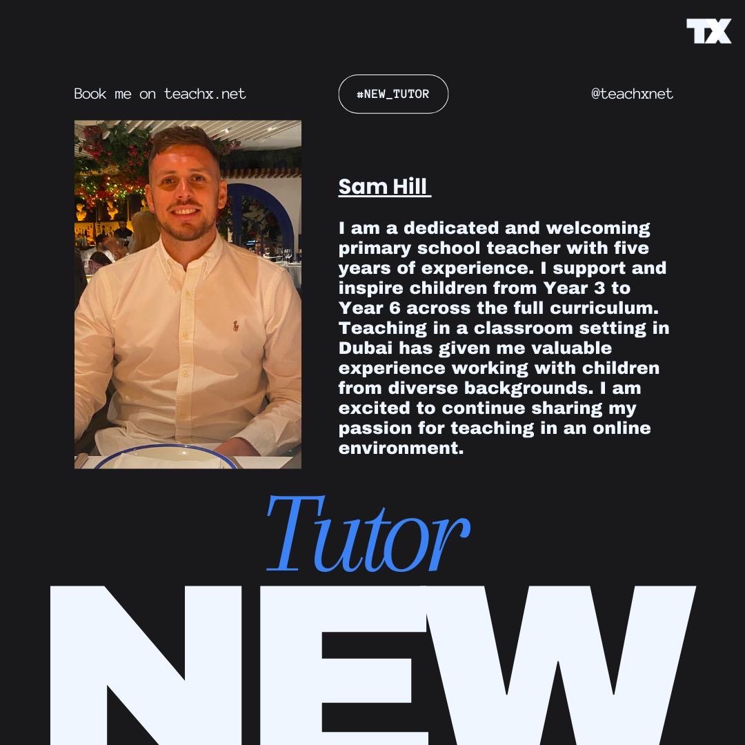 teachxnet's tweet photo. Book Mr Samuel at https://t.co/dTXOgUjdcL 

#school #studymotivation #tutor #teacher #primaryteacher #online https://t.co/JukjD1vc1o