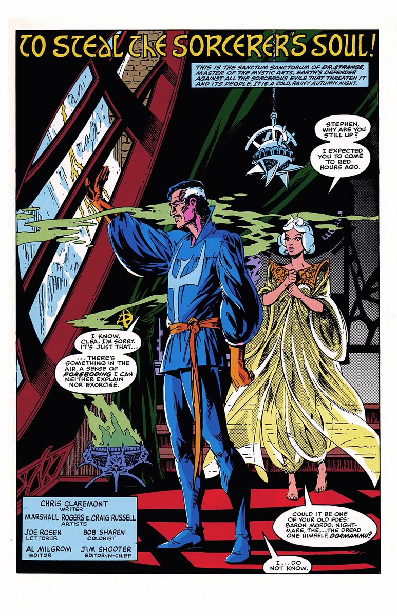 manuelabennet's tweet photo. Buenos días, feliz domingo. 🧡
Marshall Rogers & P. Craig Russell, Marvel Fanfare #5, 1982.
#MarshallRogers #PCraigRussell #MarvelFanfare #DoctorStrange #Clea https://t.co/KsJnZ6b2mA