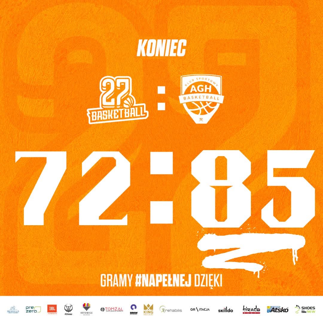 27Katowice's tweet photo. 𝗣𝗢 𝗠𝗘𝗖𝗭𝗨 ... 

Naprawdę ciężko nam coś napisać po tym meczu 😔 Chcieliśmy wygrać, przedłużyć serię i dziś cieszyć się tak, jak cieszył się AZS AGH Kraków Koszykówka 🫡 https://t.co/XMdy05uB01