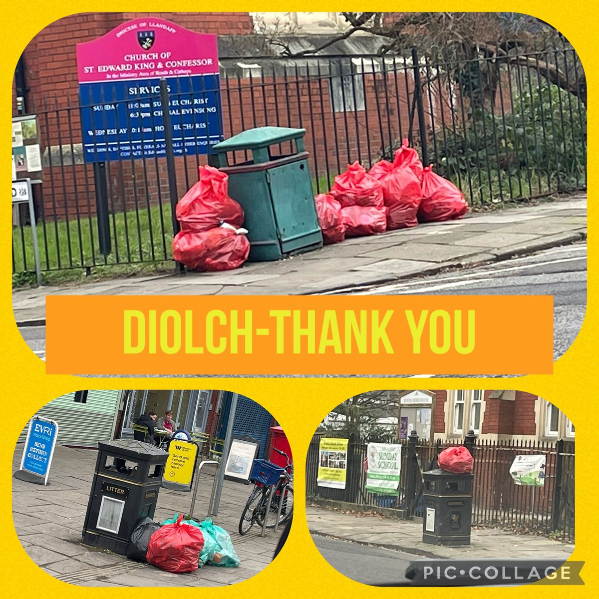 Thank you to all the volunteers who helped today- your reward will be great! Diolch i’n holl wirfoddolwyr heddiw- bydd eich diolch yn fawr! @keeproathtidy @keepwalestidy @ecoschoolswales #loveyourarea #carueichcymuned