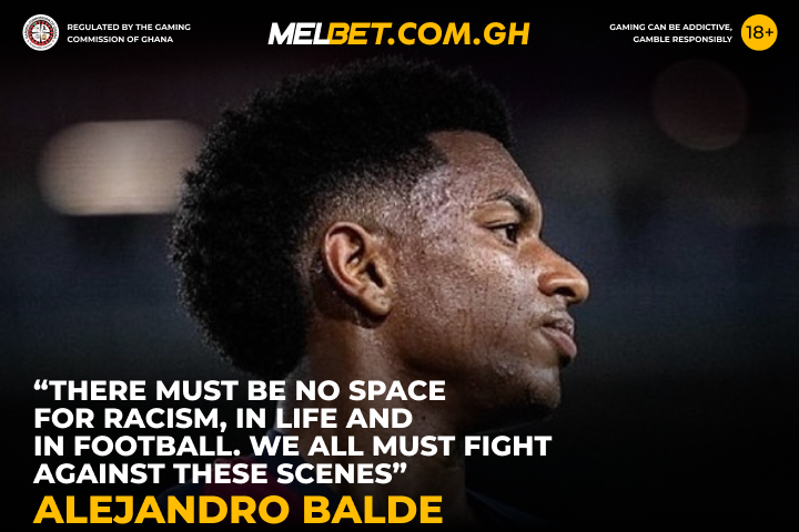 MelbetGhana's tweet photo. ๐จ #AlejandroBalde calls out racism: โNo place for this in life or football.โ
We stand with you, Alejandro! Time to end these shameful acts. โ๐พโฝ๏ธ
Increase #WelcomeBonus up to 2700 GHS with #PromoCode ๐๐พ MELXGH
#StopRacism #Respect #NoToRacism #FootballUnity #NoRacism https://t.co/V8ZnF5rt5w