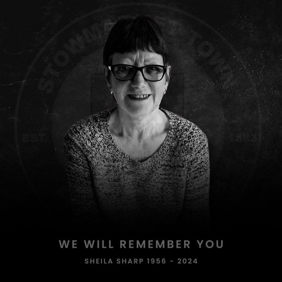 All at Stowmarket Town FC are thinking of Neil, Jodie and Jamie today, as we remember Sheila Sharp, one year on  from her passing away. 
Sheila was a huge part of the club for many years, and personified non-league volunteering.  💛🖤
#OneClubOurClubSince1883