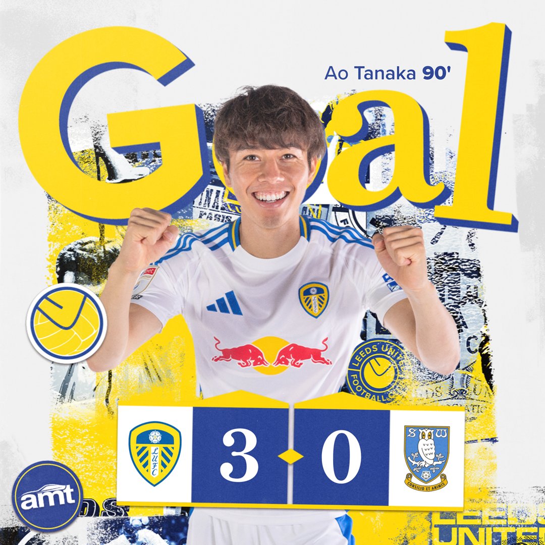 LUFCJapanWhites's tweet photo. ゴーーーーーーール!!!!!!!🤍💛💙
田中碧、エランド・ロードでの初ゴール!!!
コーナーキックの流れからラマザニが放ったシュートに反応し、左足ヒールでオシャレに軌道を��えてゴールネットを揺らしました!!!
90+6分
⚪リーズ 3-0 ウェンズデイ🟠
#LUFC #LEESHW #田中碧 https://t.co/1G0tqEZVQm