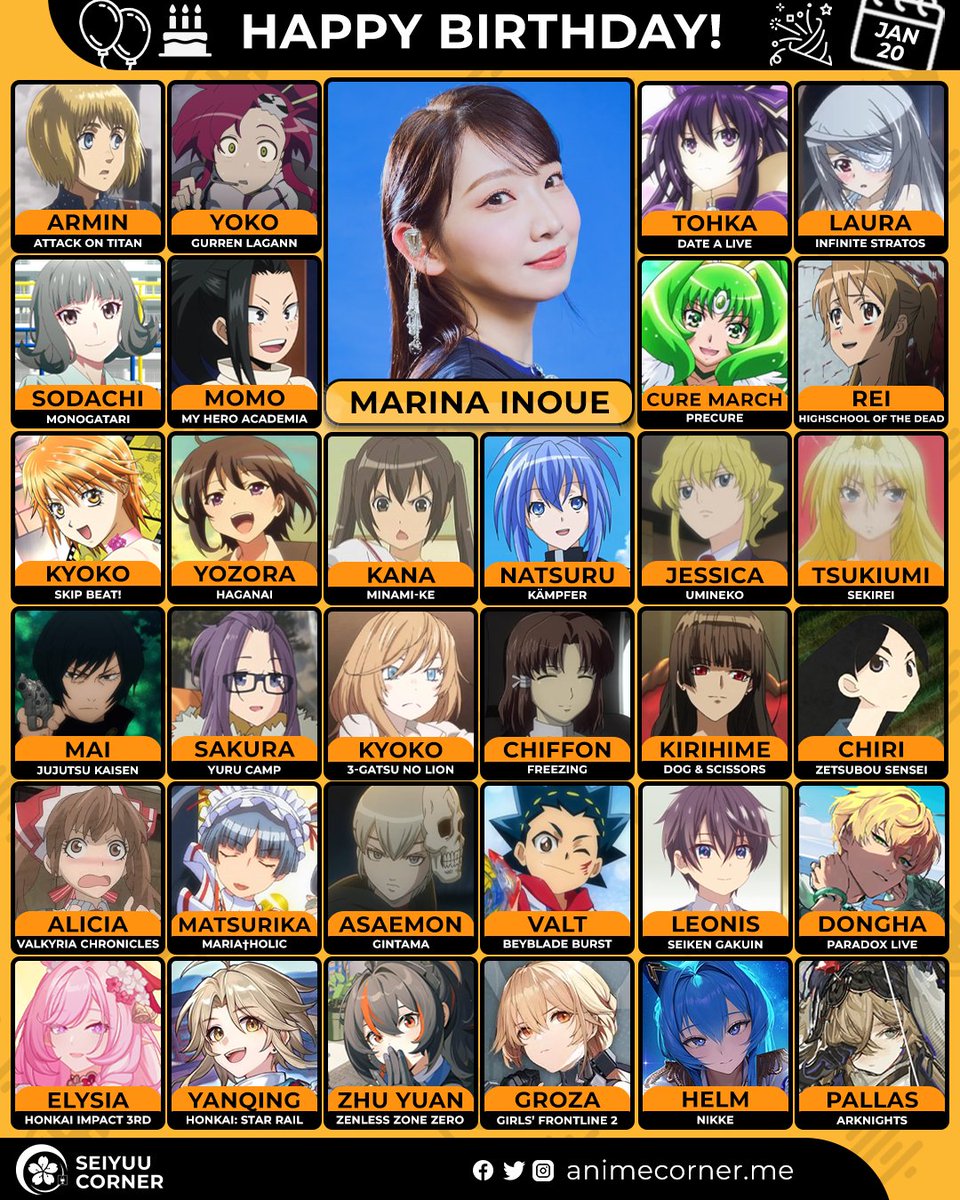 Happy 40th birthday Marina Inoue! 🎉

Let's greet her all the best <a href="/Mari_navi/">井上麻里奈</a> 

#MarinaInoue #井上麻里奈