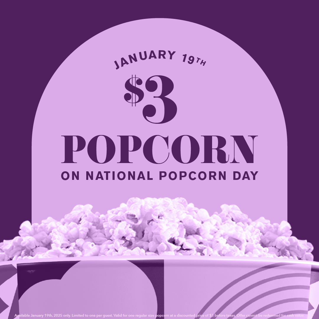 Happy National Popcorn Day! 🍿 You BUTTER not miss out on this POPPIN' deal. . . 

In honor of today, you can grab your popcorn for only $3! Check out our showtimes and snag your tickets 🎟️ NOW: brnw.ch/21wQ6Rb