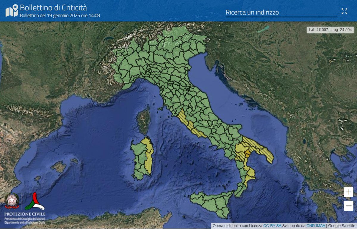 🔔 🟠Allerta ARANCIONE meteo-idro, lunedì #20gennaio, su Basilicata meridionale
🔔 🟡Allerta GIALLA su parte di Sardegna, Lazio, Basilicata, Calabria e Puglia
🔎 Qui il bollettino nazionale per conoscere il livello e le zone di allerta del territorio 👉bit.ly/AllertaMeteoId…