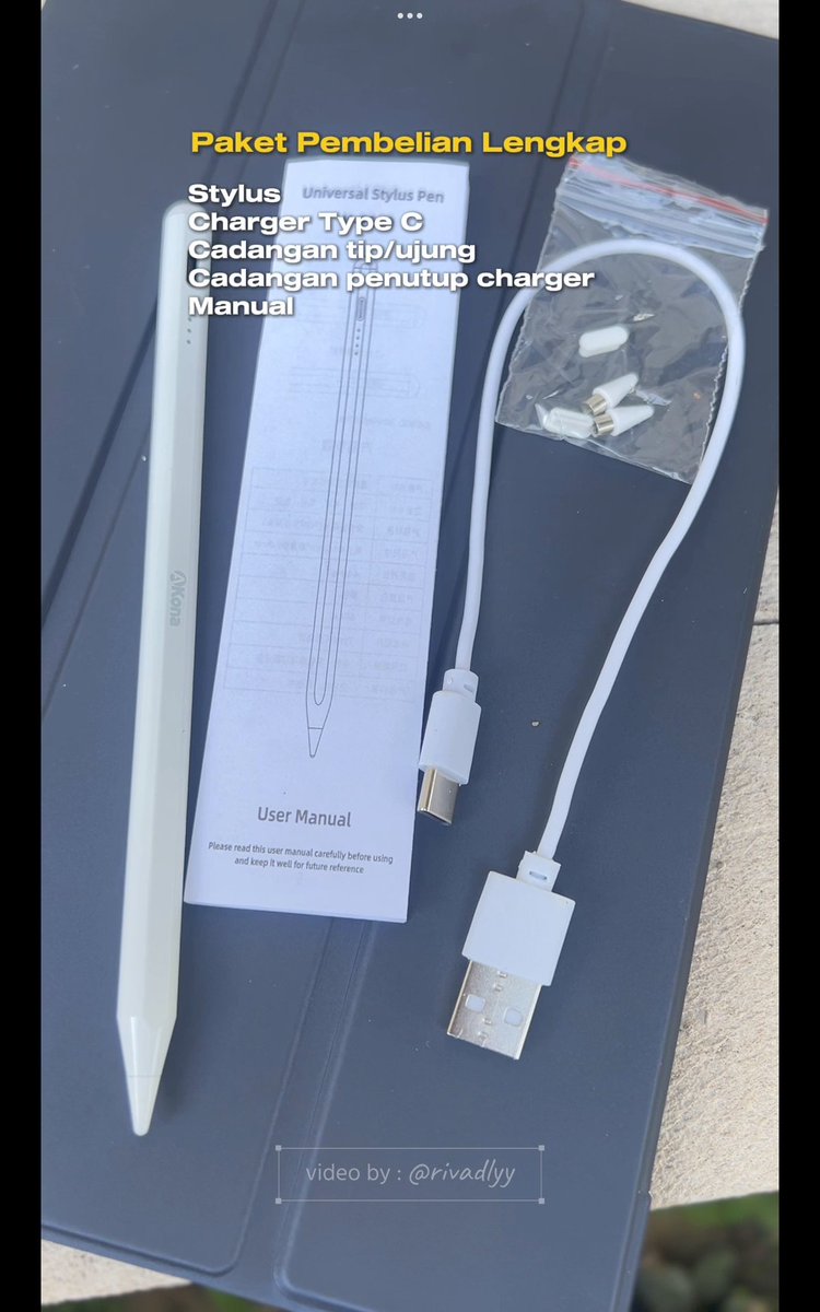 rivadlyy's tweet photo. Pembelian pertama di tahun 2025.
Universal Stylus Pen yang bentuknya niru Apple Pencil.

Ini bisa dipake untuk semua device layar sentuh ya, mau smartphone android, tab, iPhone juga bisa.

Yang terbaik, harganya dibawah 50rb.
Udah pake seminggu ini belum ada problem. https://t.co/p0tEV7dB3n