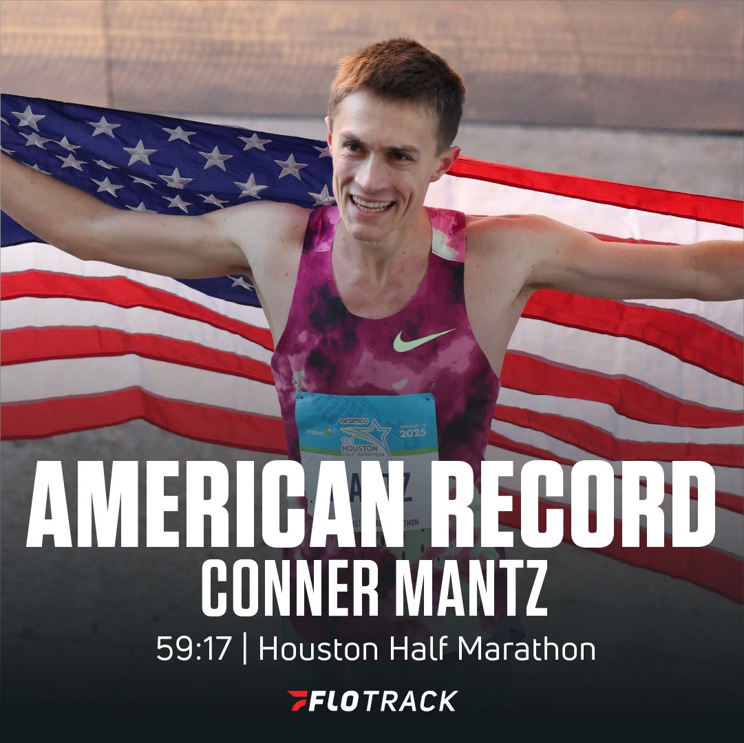 The record that's stood for 18 years is no more! 🇺🇸

Conner Mantz takes down Ryan Hall's 59:43 American record in the men's half marathon, running 59:17 for a gutsy second-place finish at the Houston Half Marathon.

#HoustonHalf

📸: Max McNerney