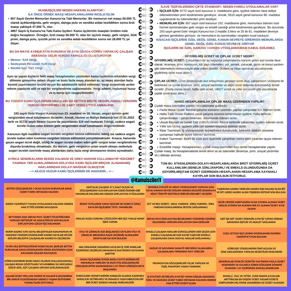 VERGİ VE HESAPLAMALARDAKİ YANLIŞLIKLAR DÜZELTİLİP TÜM HAKLAR VERİLSİN İNSANCA YAŞANABİLECEK BİR ÜCRET BELİRLENSİN BU ADALETSİZLİK SON BULSUN İSTİYORUZ.  

📢 Şimdi harekete geçme zamanı! Ailemize katıl ve mücadelemizi güçlendir!
👉 t.me/Kamuiscileri1

<a href="/turkiskonf/">TÜRK-İŞ</a> <a href="/hakiskonf/">HAKİŞ KONFEDERASYONU</a>