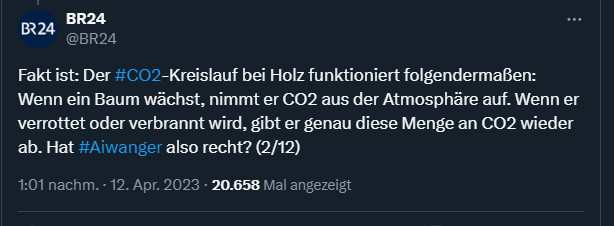 EnterStrategy's tweet photo. Und der #ÖRR wie @BR_Presse verbreitet den Fake aktiv mit.
Wald = Acker
Zu mehr "Naturkenntnis" reicht es nicht.
Wahrscheinlich haben sie bei einem Herrn Prof. Dr. Forst FH "Experte" des #DFWR nachgefragt und übersehen, dass die nur etwas von Wald-BWL verstehen und keine Ahnung von Waldbiologie haben.