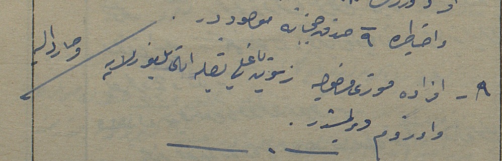 Bir alayımızın harp ceridesinden kesit:
Çanakkale, 23 Haziran 1915
Saat 10.00 Vaziyet-i Harbiye Hakkında Sabah Raporu
Madde: 8 
Efrada kuru fasulye, zeytin yağlı bakla, etli bulgur lapası ve sardalye ve üzüm verilmiştir.