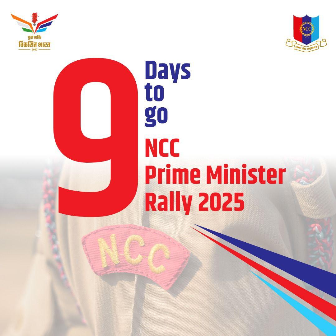 #PMR_2025: 9 days to go for Prime Minister NCC Rally at Cariappa Parade Ground in Delhi Cantt. Do watch live of Doordarshan 3,000 cadets performing various NCC activities. Jai Hind