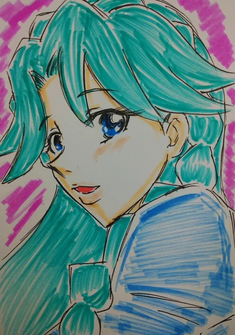 #ゴープリ10周年なので海藤みなみさん3733枚描いてお祝い(61,62)制服みなみさん。 