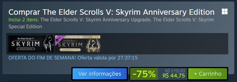SimioniCaio's tweet photo. @yerak29 Ajuda eu cara. Eu comprei essa edição do Skyrim na Steam, mas quando entro no jogo tem só 4 DLCs Adquiridas.  Como faço para baixar todos os mods da Anniversary Edition??? https://t.co/mpx3vzvtJ6