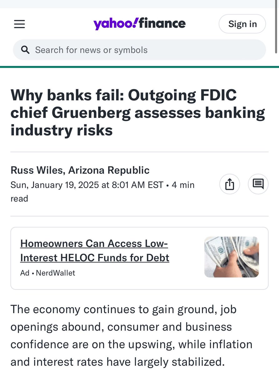 kshaughnessy2's tweet photo. We just had our first bank failure of 2025 and it's not the only one that could go under 

"In some respects, the risks are greater now, Gruenberg said, given that today’s largest banks are bigger, more complex and more deeply intertwined than ever before...."

"The troublesome factors cited by Gruenberg included interest-rate risks for banks, liquidity risks, too much leverage, inadequate capital, too-rapid growth for some banks, a reliance on high amounts of uninsured deposits and new financial products that weren’t well understood.

Many of the same factors remain prevalent today, including financial institutions that aren’t banks and thus fall outside of their regulatory oversight, with much less transparency and supervision...."

https://t.co/gSCUD3LfEa