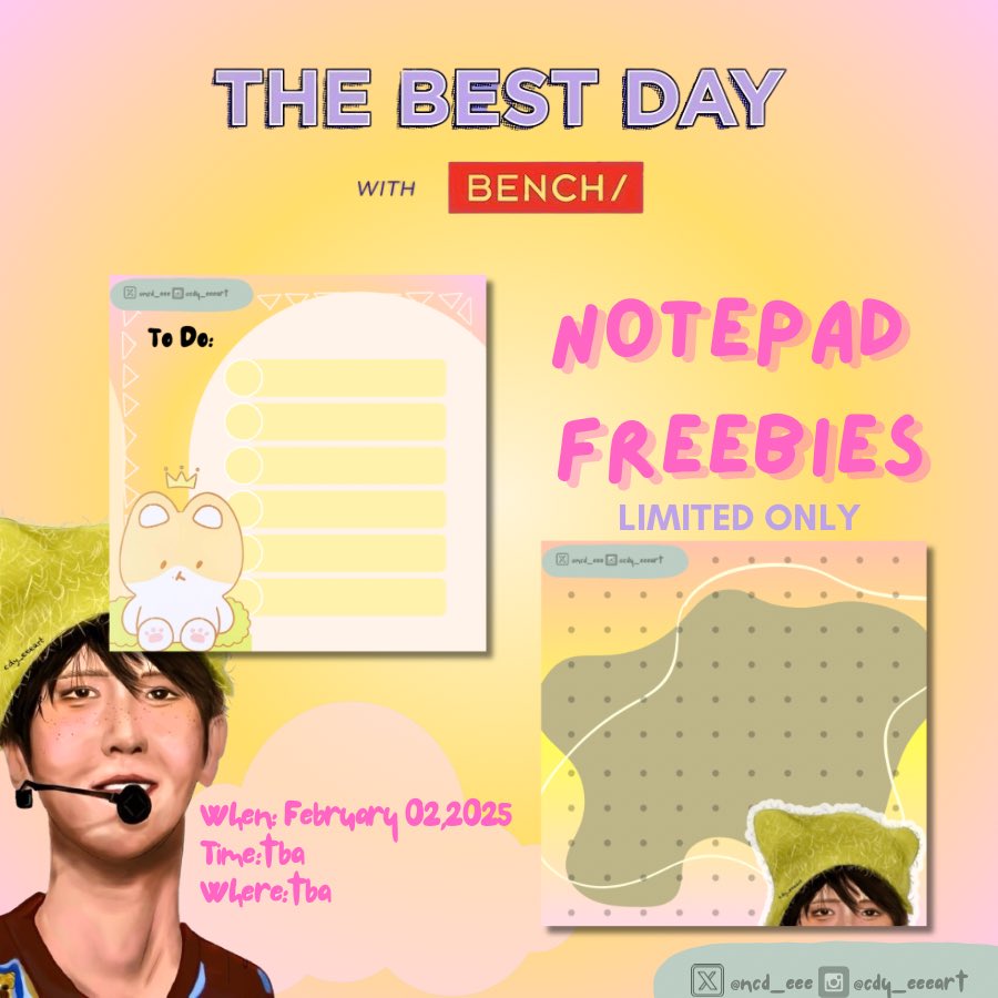 dee_baekhyunie's tweet photo. ‼️Fan Support Freebies to my beloved Baekhyun!! 
@/ Bench Fanmeet “The Best Day”

MECHANICS: 
🍍Like &amp; rt the post
🍍Follow @ncd_eee 
🍍Open for Trade just DM me :))

🍍Strictly 1:1
🍍Time &amp; location: TBA

SEE YOU THERE!!!
P.S

#BAEKHYUN
#BAEKHYUNxBENCH
#TheBestDaywithBaekhyun https://t.co/jQvDnZyDwV