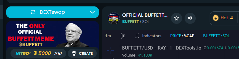 $BUFFETT is 

🔥4th on DEX Tools
⚡️5000 viagras for old billionaire 

dextools.io/app/en/solana/…