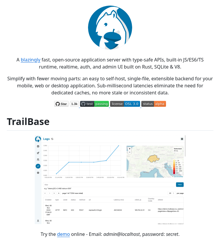 tom_doerr's tweet image. Open-source application server with APIs, JS/TS runtime, and SQLite
