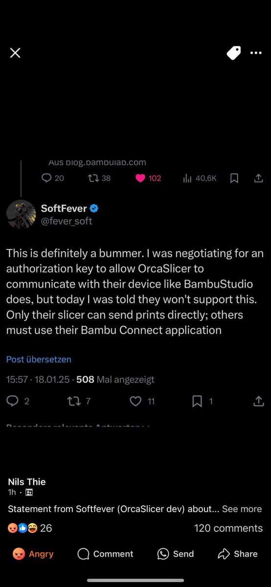 JessyPhay's tweet photo. @unchained_ai @electronranger @BambulabGlobal This didn’t age well lol https://t.co/vjCJafVgEt