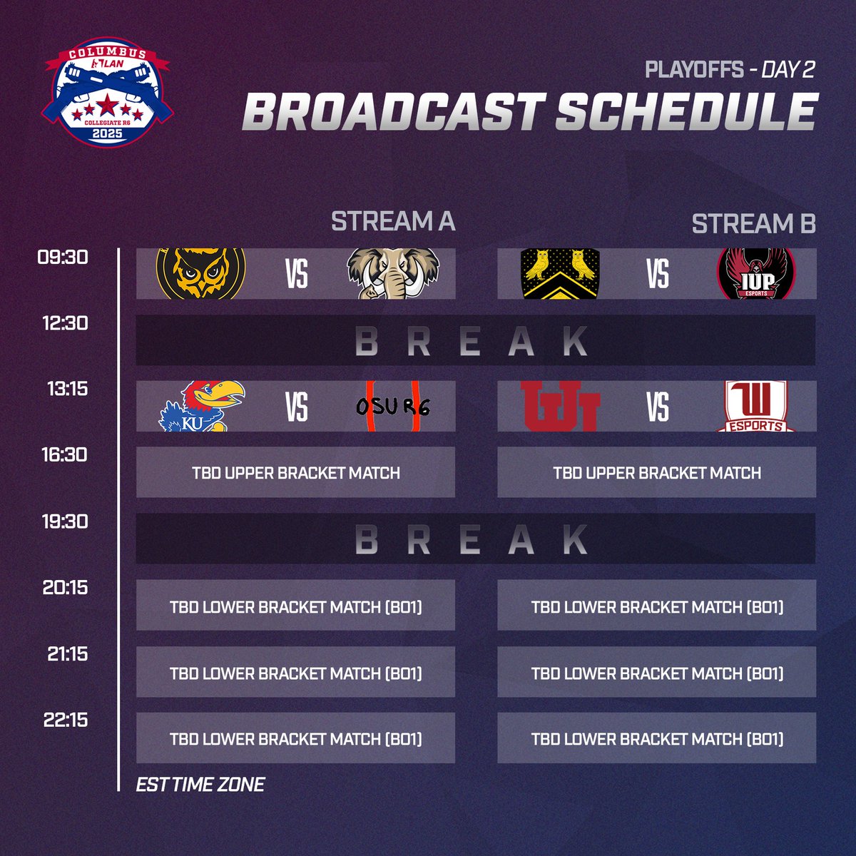 CollegiateR6 (@collegiater6) on Twitter photo 🌞GOOOOOODDD MORNING COLOMBUS🌞
We have another action-packed day for everyone as we begin playoffs!
Catch our first streamed match-ups: <a href="/KennesawEsports/">KSU Esports</a> vs. <a href="/pfwesports/">Purdue Fort Wayne Esports</a> & <a href="/UWaterlooGG/">Warriors Esports</a> vs. <a href="/FireHawksgg/">IUP FireHawks</a> as they compete in some Bo3, upper bracket games! 💪🏻 🌞GOOOOOODDD MORNING COLOMBUS🌞
We have another action-packed day for everyone as we begin playoffs!
Catch our first streamed match-ups: <a href="/KennesawEsports/">KSU Esports</a> vs. <a href="/pfwesports/">Purdue Fort Wayne Esports</a> & <a href="/UWaterlooGG/">Warriors Esports</a> vs. <a href="/FireHawksgg/">IUP FireHawks</a> as they compete in some Bo3, upper bracket games! 💪🏻