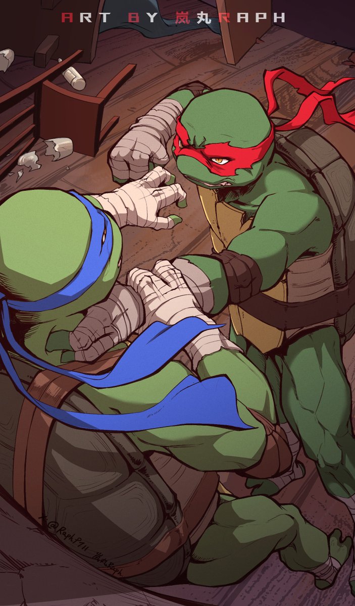 It was inspired by a dream from a friend. He said that in his dream, I was so angry and grabbed his neck,Pinned him against the wall.Why I came across as violent for him? Well, maybe it is.Thanks my list friends, they said my art style is almost official!
#TMNT #leoraph #painting
